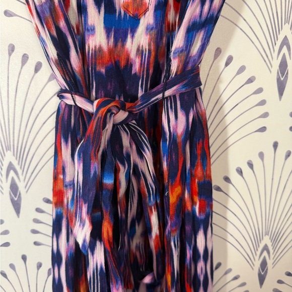 Liz Claiborne Purple and red and orange Aztec print midi dress size medium with - Picture 5 of 5
